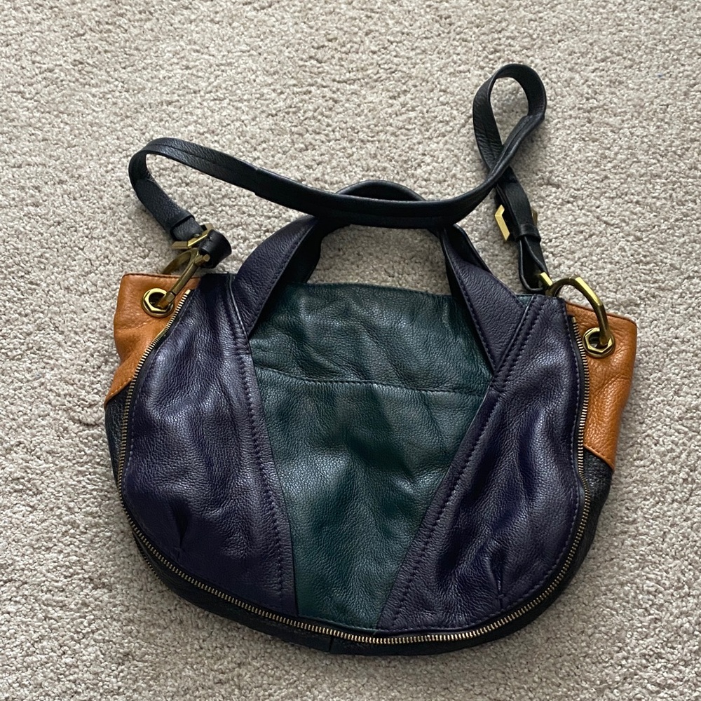 orYANY Black and Green Hobo Bag with Soft Leather